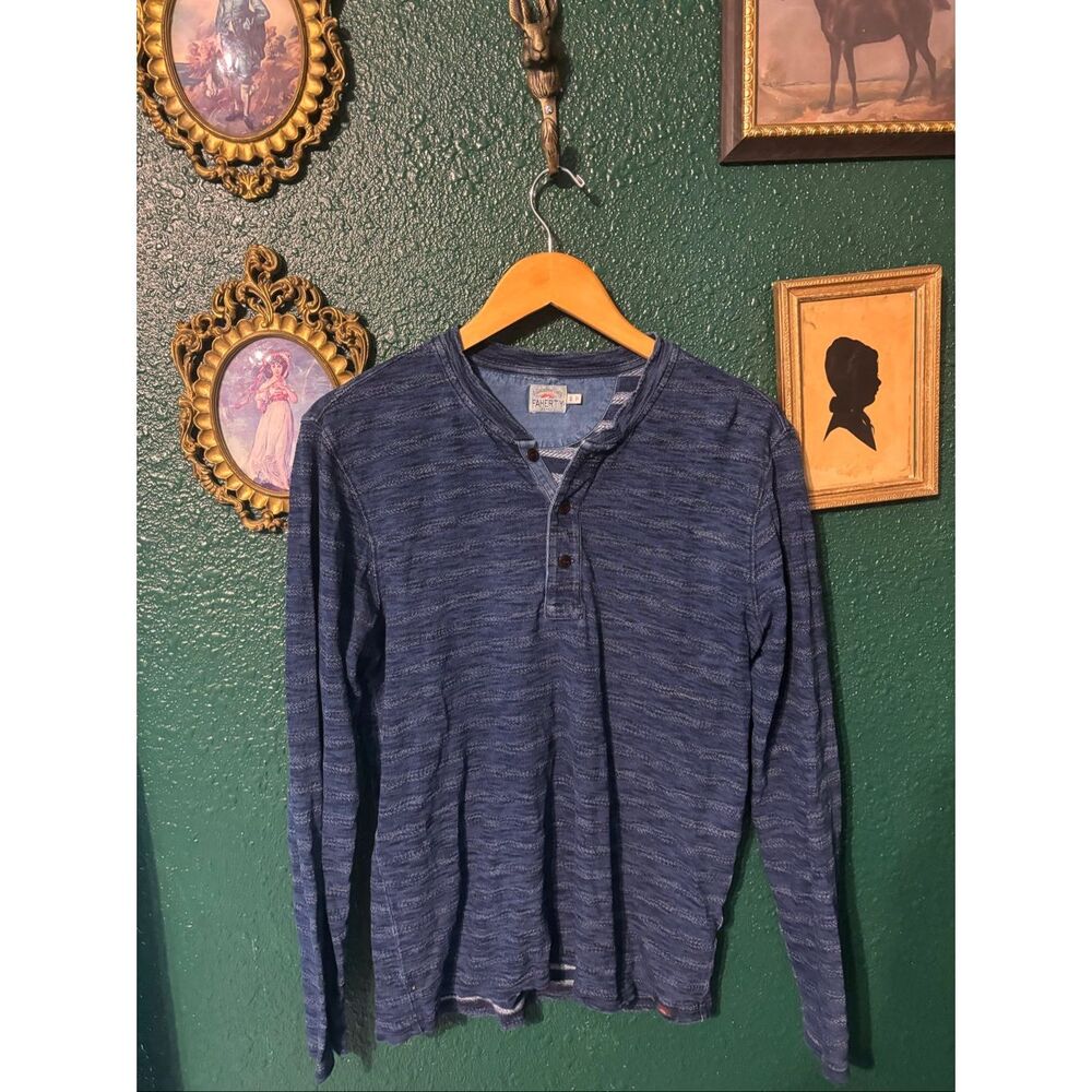 Faherty Mens Striped Sunwashed Long Sleeve Sz Small